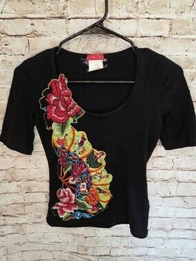 Chacok Y2K Shirt Short Sleeve Black Scoop Neck